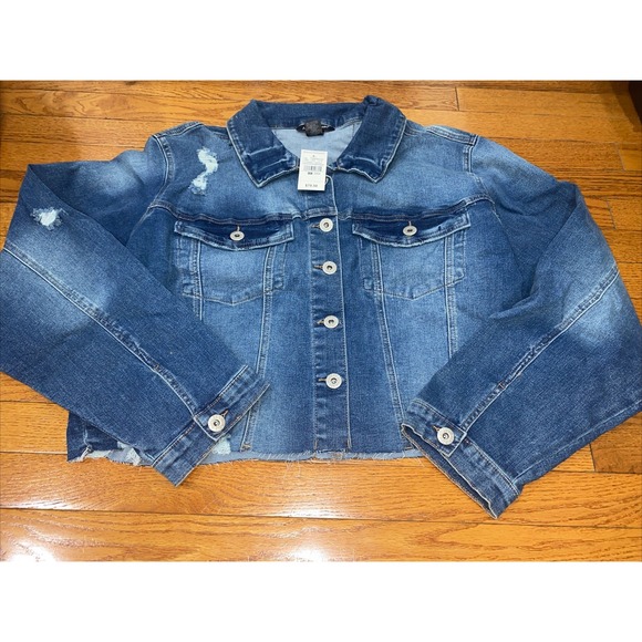 Ashley Stewart Jackets & Blazers - Ashley Stewart Jean Jacket Womens Plus 22 24 Blue Cropped Lace Up Back NWT Denim